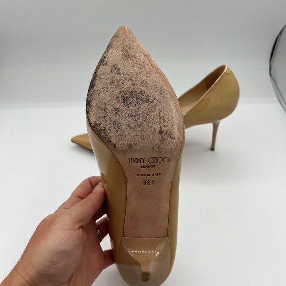 Jimmy Choo Black Patent Leather Heels Size 38.5 with Box - Picture 9 of 14